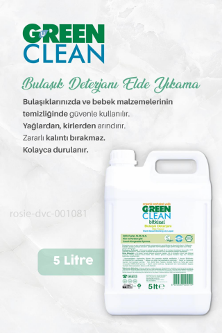 Green Clean Bulaşık Deterjanı 5 lt, Çamaşır Suyu 1lt, Çok Amaçlı Temizleyici 1 lt ve ROSIE