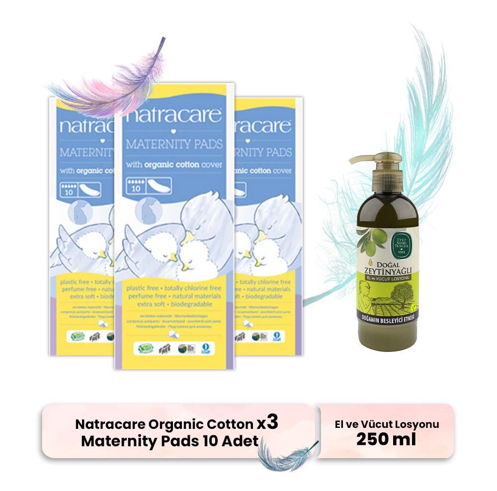 Natracare Maternity Pads Organic Cotton 10' lu x 3, Vücut Losyonu Hediyeli