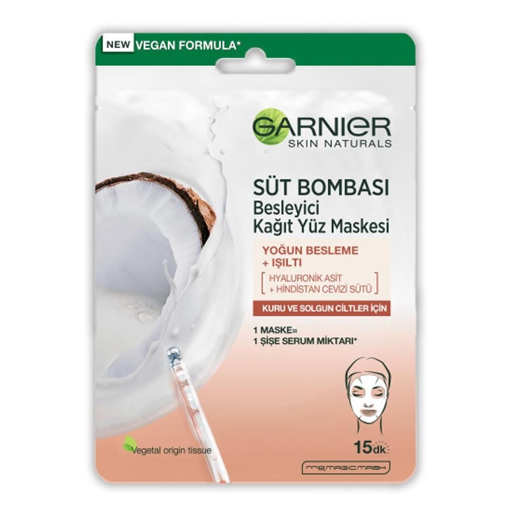 Garnier Kağıt Yüz Maskesi Süt Bombası Hindistan Cevizi 28 gr