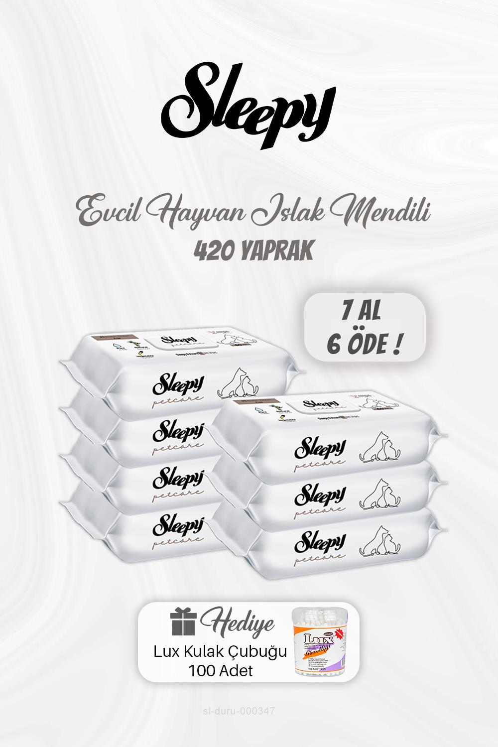 7 AL 6 ÖDE Evcil Hayvan Islak Mendili 420 Yaprak, Kulak Çubuğu Hediyeli