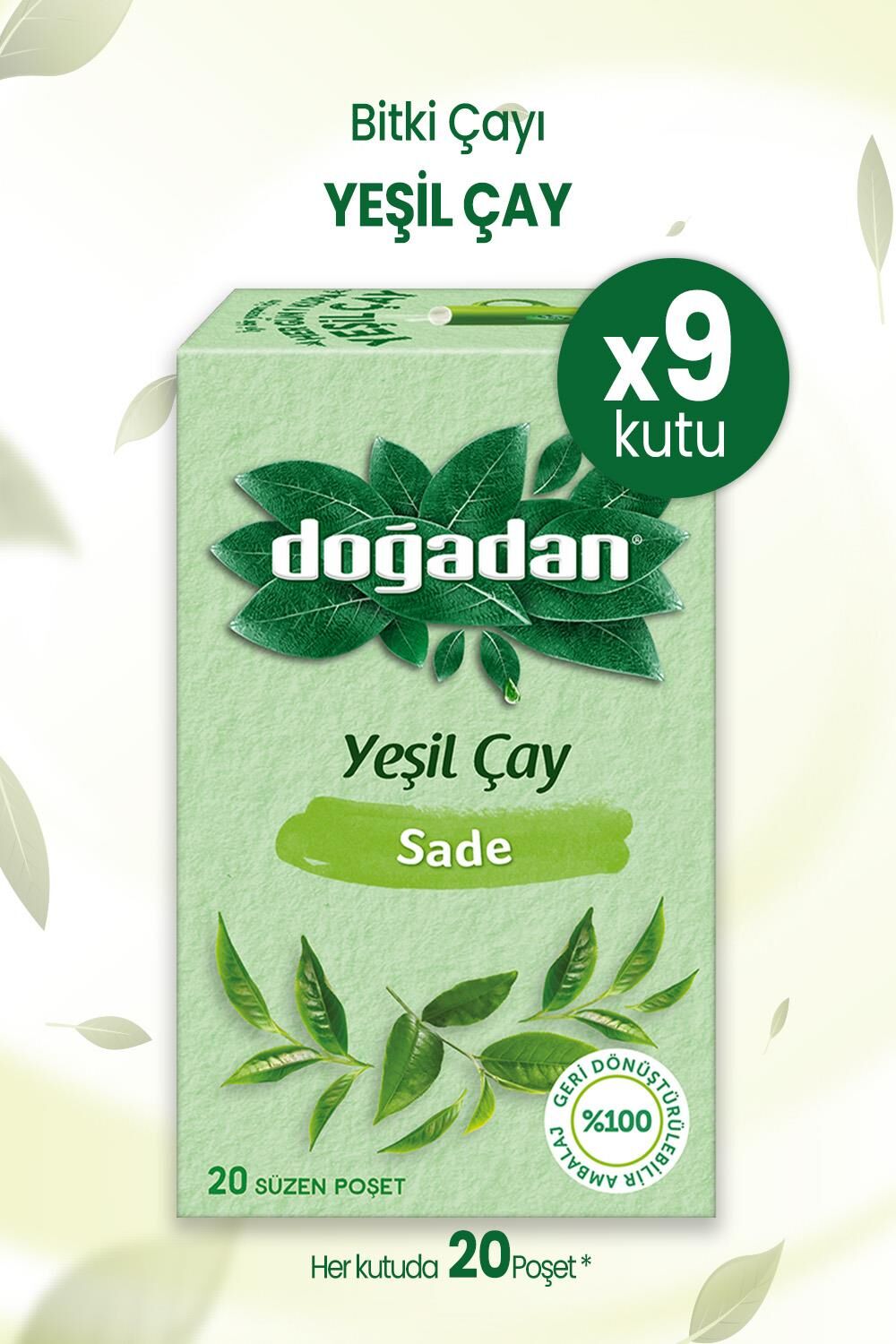 Doğadan Yeşil Çay Sade 20'li x 9 Adet