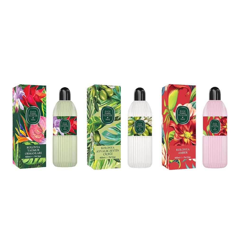 Eyüp Sabri Tuncer Kolonya Yağmur Ormanları, Ayvalık Zeytin Çiçeği ve Amber Pet Şişe 400 ml