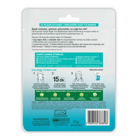 Garnier Kağıt Yüz Maskesi Saf & Temiz 23 gr