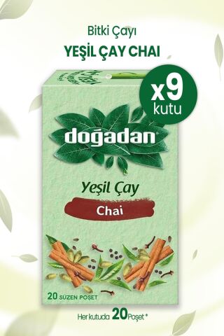 Doğadan Yeşil Çay Chai Poşet Bardak Çay x 9 Adet