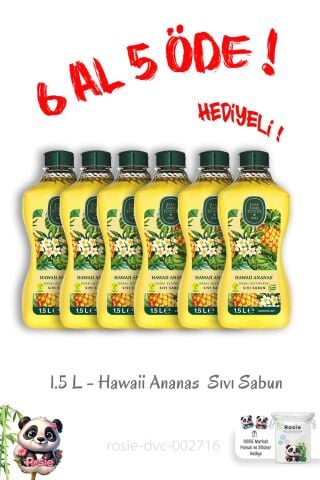 1.5 L Hawaii Ananas Sıvı Sabun 6 Al 5 Öde ve Rosie Hediye