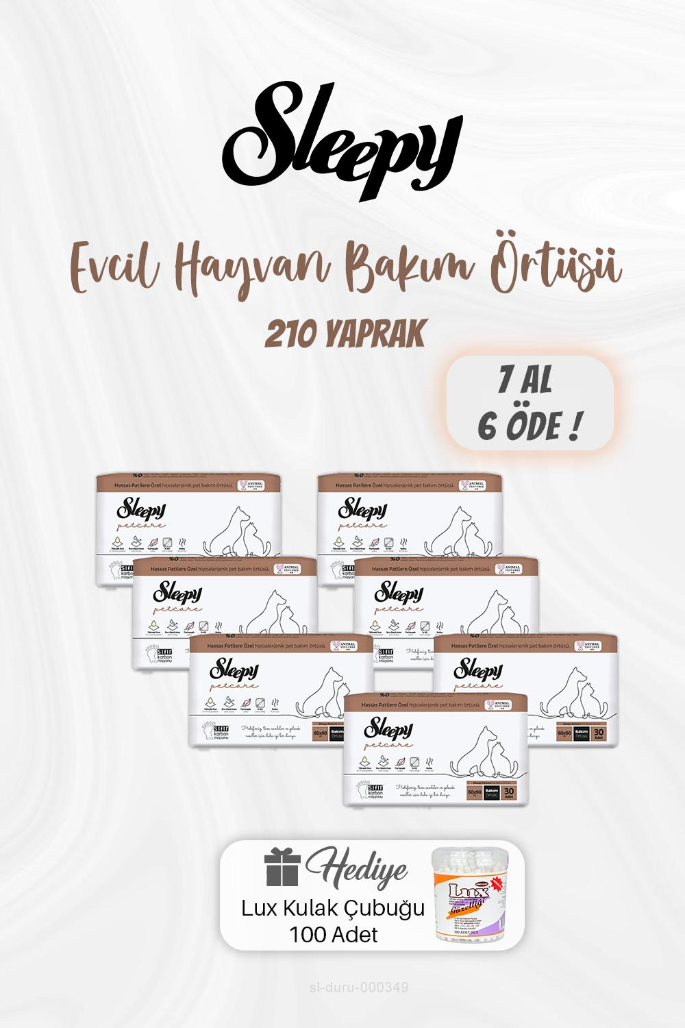 Evcil Bakım Örtüsü 210 Yaprak 7 AL 6 ÖDE  Kulak Çubuğu Hediyeli