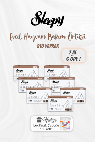 Evcil Bakım Örtüsü 210 Yaprak 7 AL 6 ÖDE  Kulak Çubuğu Hediyeli