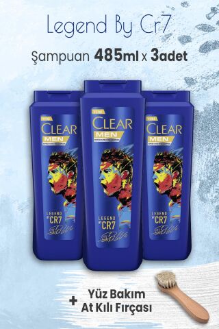 Clear Legend By Cristiano Ronaldo 485 ml x 3 Adet ve Yüz Bakım At Kılı Fırçası
