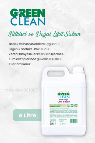 Green Clean Likit Sabun 5 lt, Sensitive Çamaşır Deterjanı 1 lt, Sensitive Yumuşatıcı 1 lt ve ROSIE