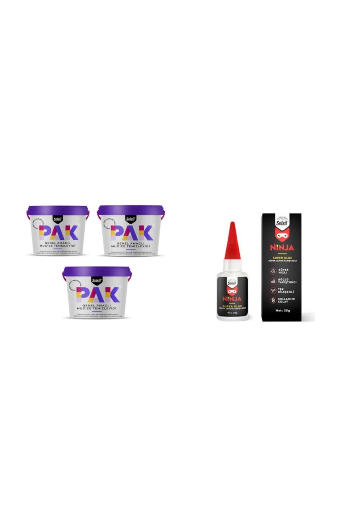 Selsil Pinkpazar 3 Adet Pak Genel Amaçlı Mucize Temizleyici ve Ninja Japon Yapıştırıcı