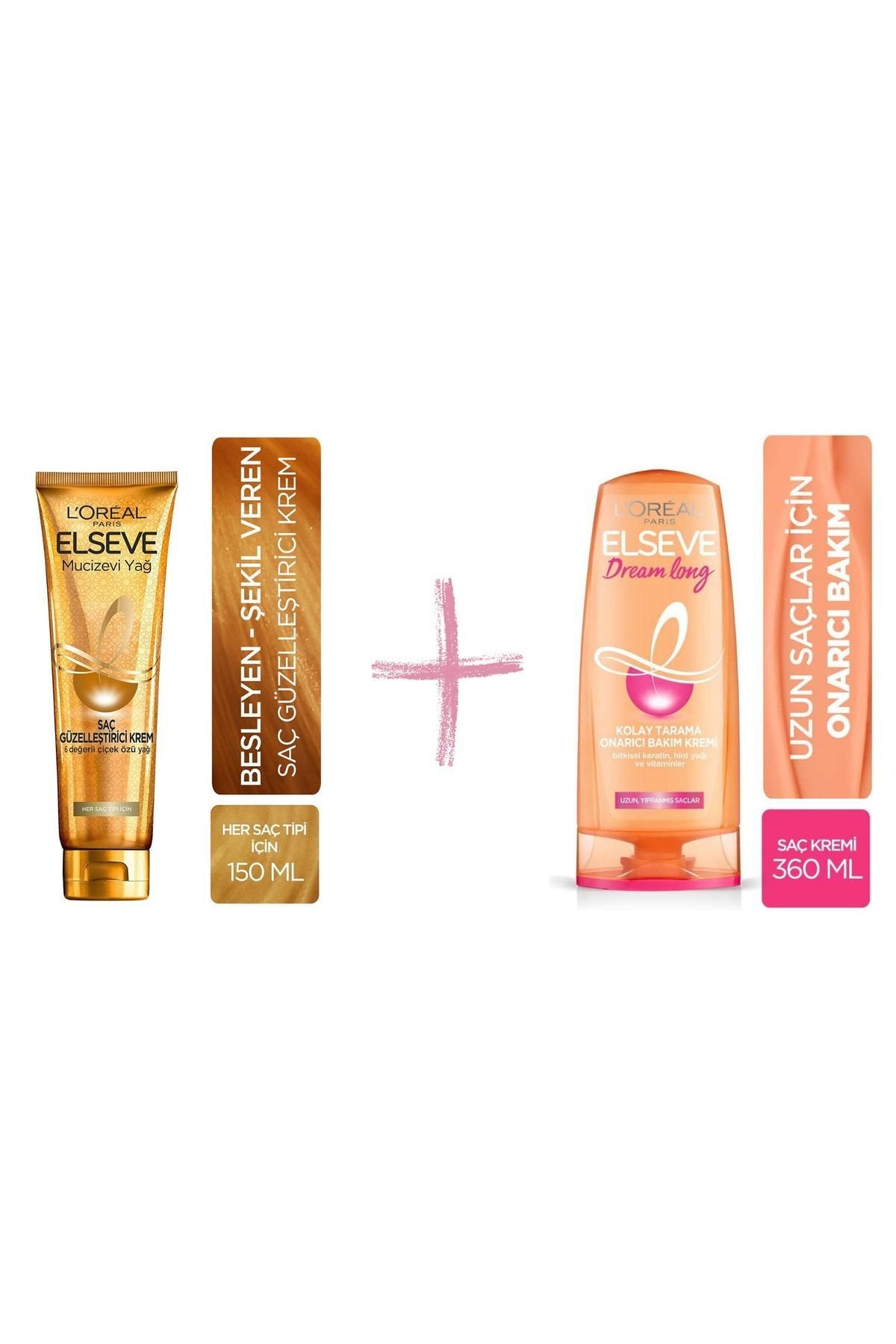 Elseve Dream Long Onarıcı Bakım Şampuanı 360 ml Mucizevi Yağ Saç Güzelleştirici Krem 150 ml