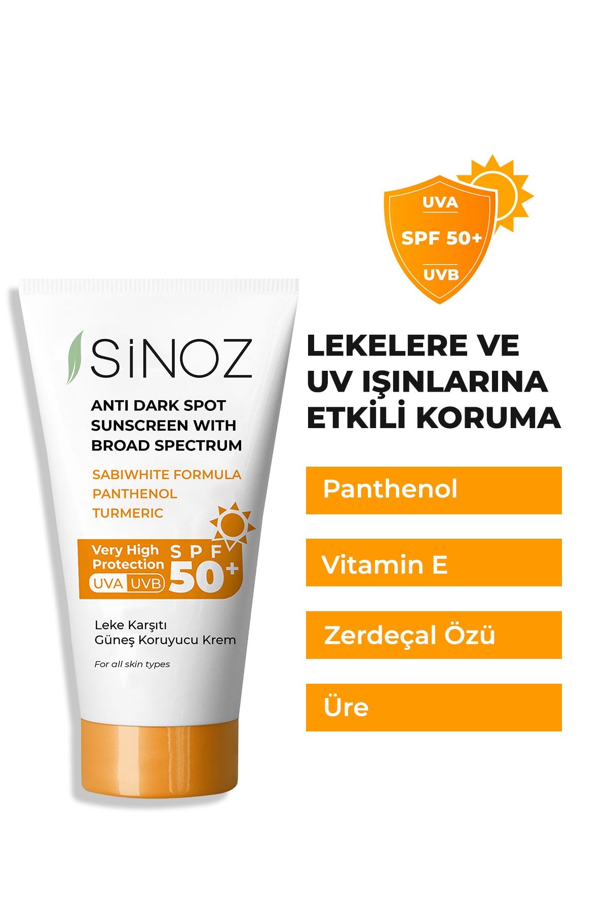 Sinoz Leke Karşıtı Güneş Koruyucu Krem 50 SPF 50 ml