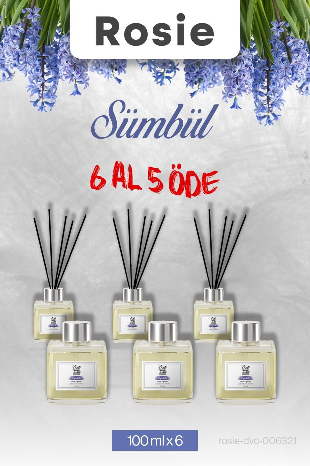 Sümbül 6 AL 5 ÖDE, Rosie Çubuklu Oda Kokusu 100 ml