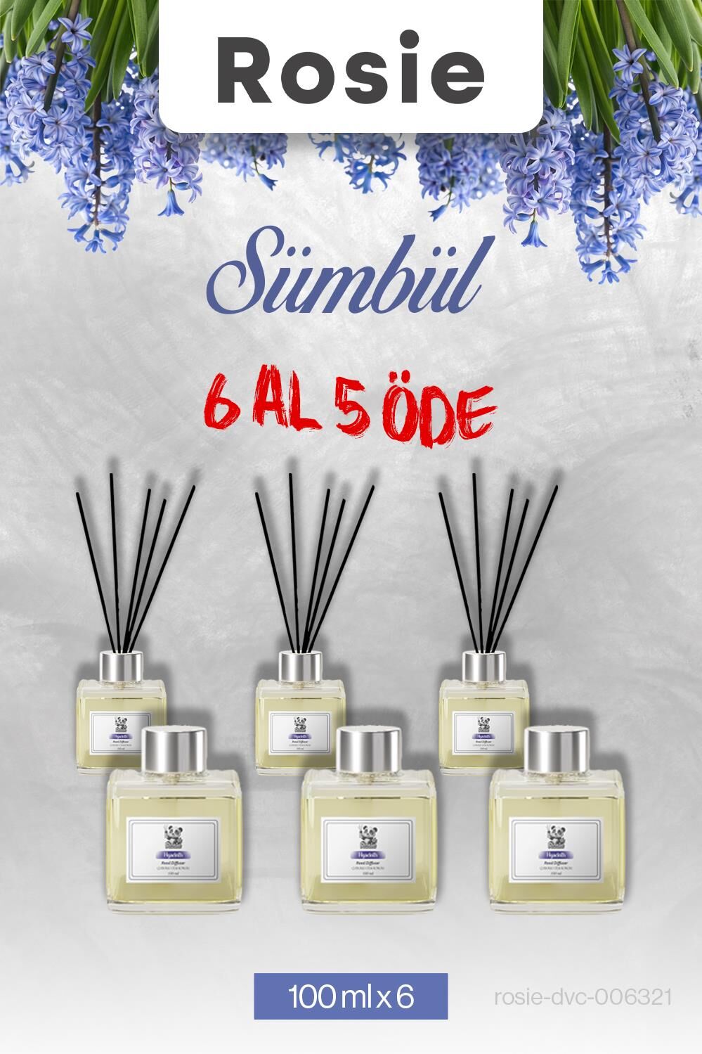 Sümbül 6 AL 5 ÖDE, Rosie Çubuklu Oda Kokusu 100 ml