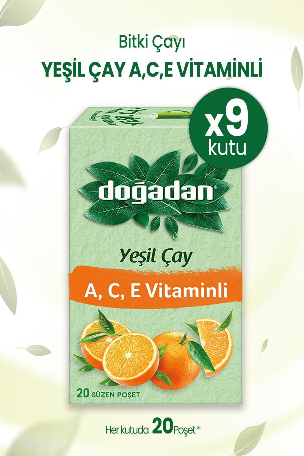 Doğadan Yeşil Çay A,C,E Vitaminli 20 'Li x 9 Adet