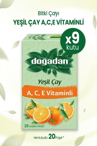 Doğadan Yeşil Çay A,C,E Vitaminli 20 'Li x 9 Adet