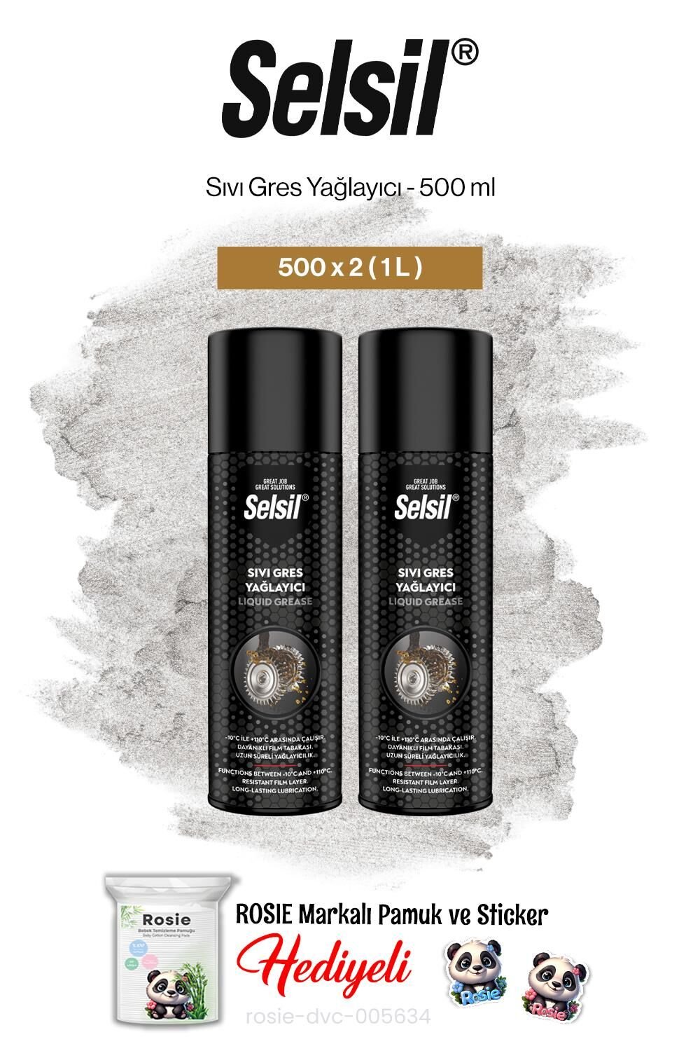 Selsil Sıvı Gres Yağlayıcı, 500 ml 2 adet ve rosie pamuk