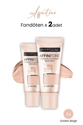 Maybelline New York Affinitone Fondöten 24 Golden Beige x 2 adet