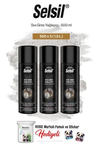 Selsil 3'lü Sıvı Gres Yağlayıcı, 500 ml ve rosie pamuk