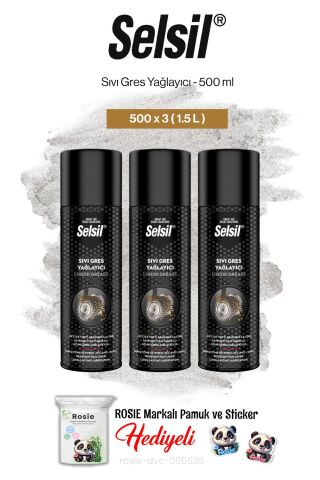 Selsil 3'lü Sıvı Gres Yağlayıcı, 500 ml ve rosie pamuk