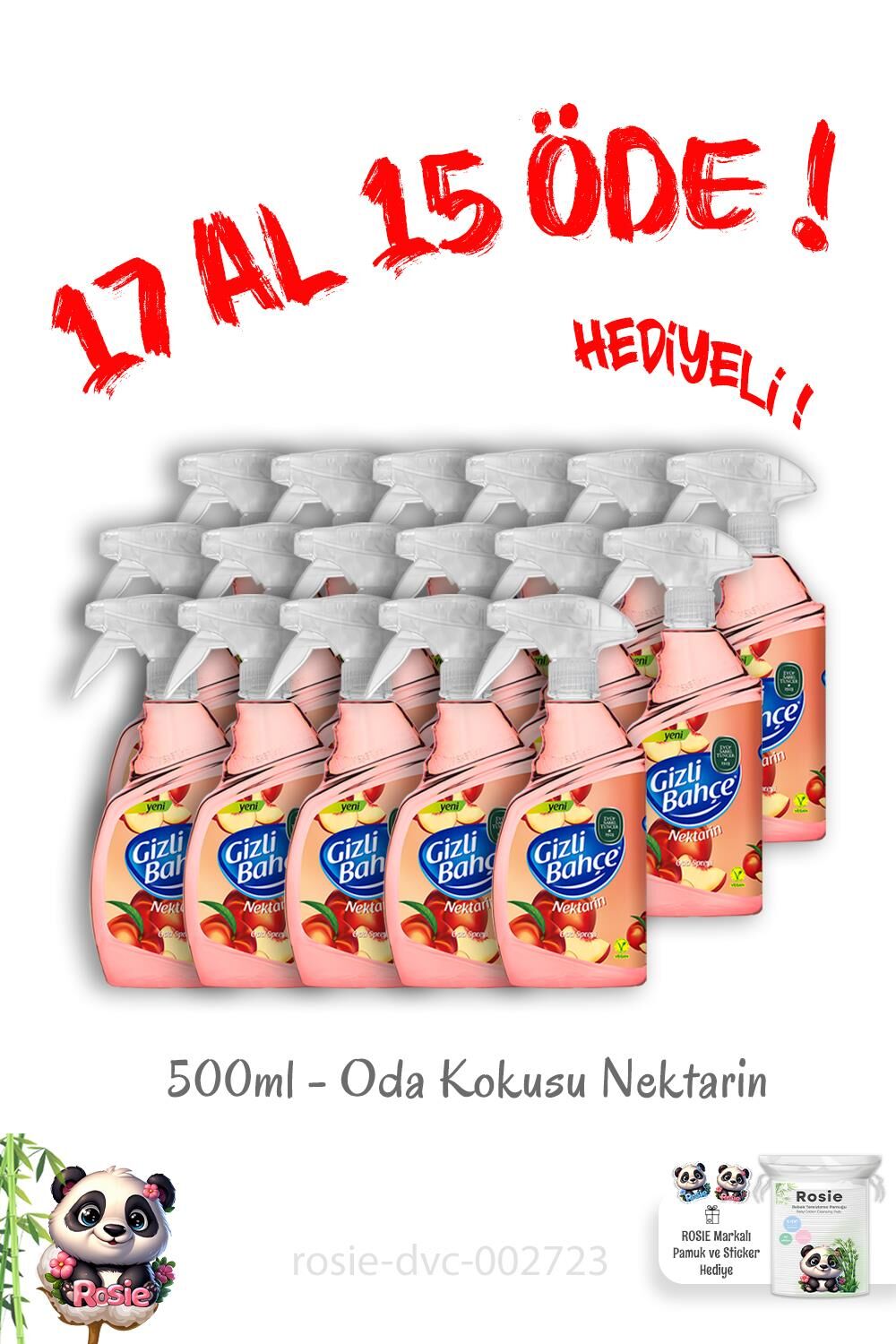 17 Al 15 Öde Gizli Nektarin 500 ML Bahçe Oda Kokusu ve Rosie Hediye