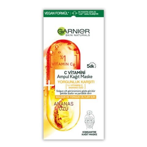 Garnier Ampul Kağıt Maske C Vitamini Ananas Özü 15 gr