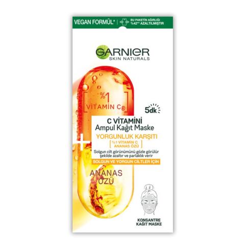 Garnier Ampul Kağıt Maske C Vitamini Ananas Özü 15 gr