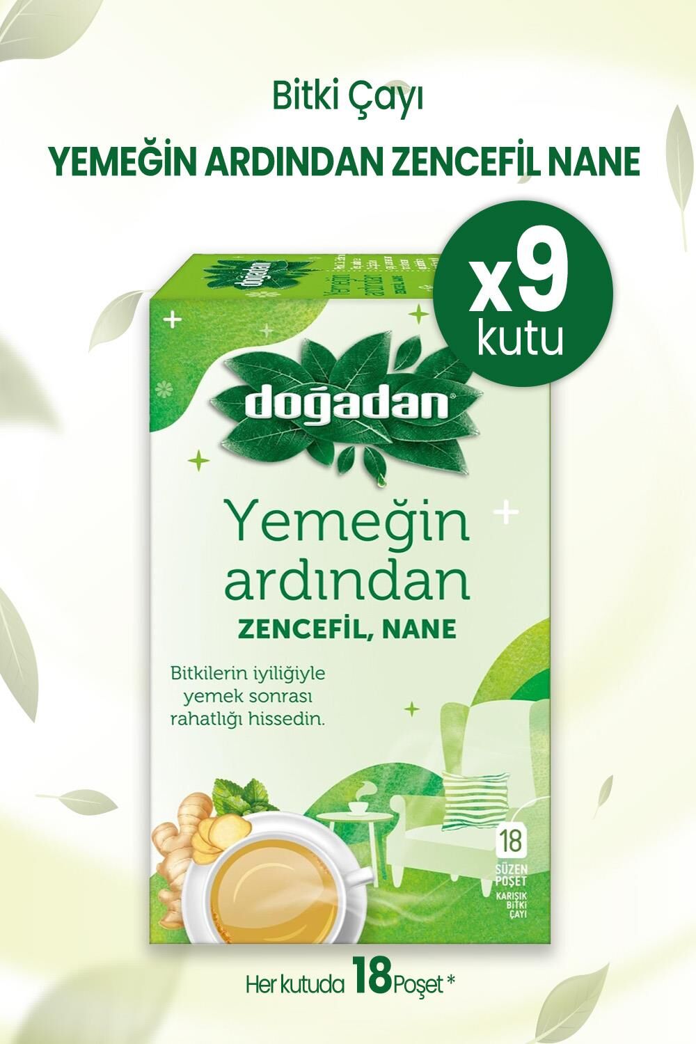 Doğadan Yemeğin Ardından Zencefil Nane 18li x 9 Adet