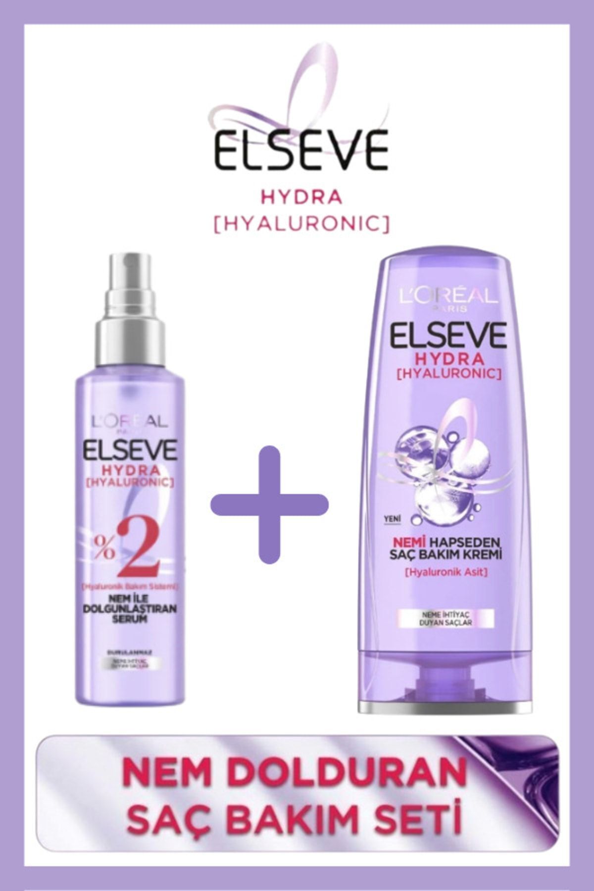 Elseve Hydra [hyaluronic] Nemi Hapseden Saç Bakım Kremi 390ml Ve Nem Ile Dolgunlaştıran Serum 150ml