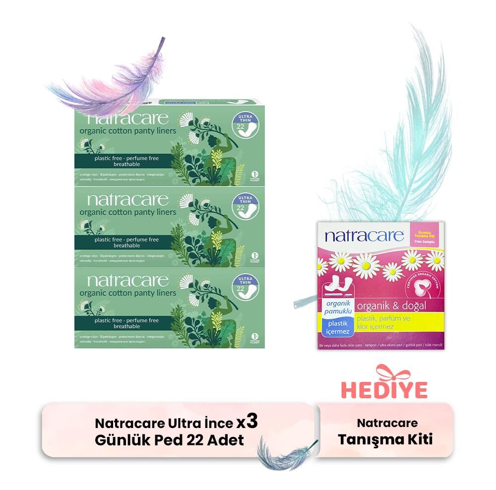 Natracare Günlük Ped Ultra İnce 22' li x 3, Tanışma Kiti Hediyeli
