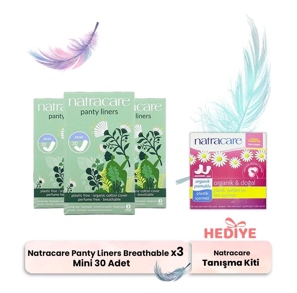 Natracare Mini Panty Liners Breathable 30' lu x 3, Tanışma Kiti Hediyeli