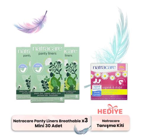 Natracare Mini Panty Liners Breathable 30' lu x 3, Tanışma Kiti Hediyeli