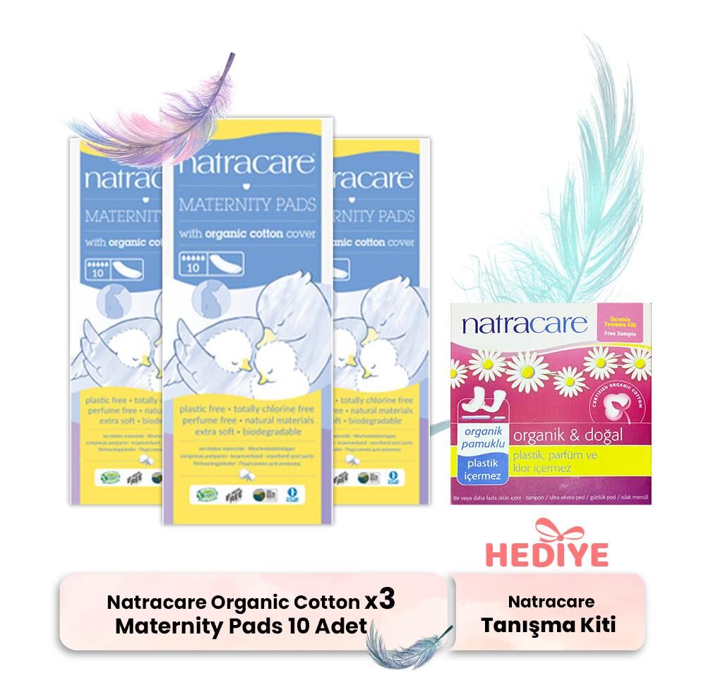 Natracare Maternity Pads Organic Cotton 10' lu x 3, Tanışma Kiti Hediyeli