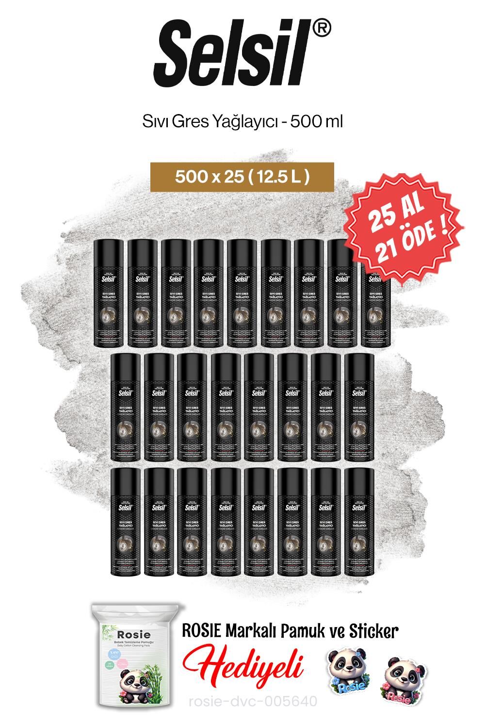 Selsil 25 AL 21 ÖDE Sıvı Gres Yağlayıcı 500 ml ve rosie pamuk