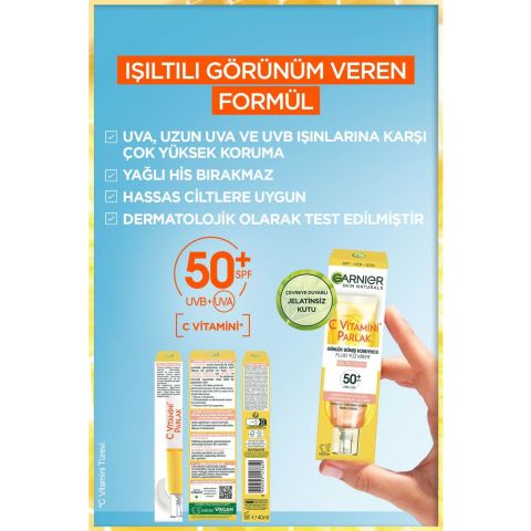 Garnier Günlük Güneş Koruyucu Fluid Yüz Kremi Işıltılı Doku