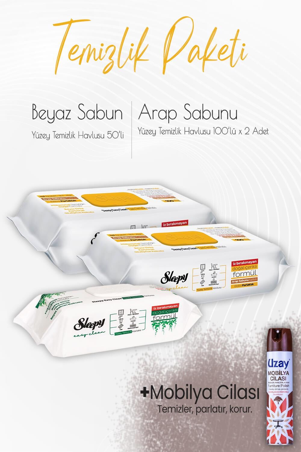 Düvenci Temizlik Paketi 13 (2 adet 100'lü, 1 adet 50' li ve Mobilya Cilası)