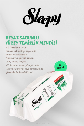 Sleepy 50' li Beyaz Sabunlu Yüzey Havlusu 6 AL 5 Öde Hediyeli