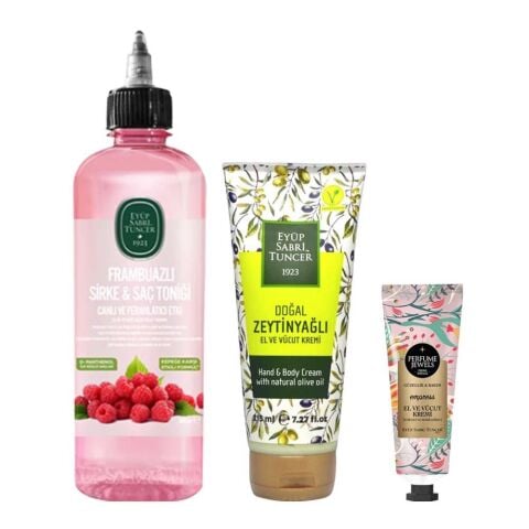 Frambuazlı Sirke & Saç Toniği 500 ml, 215 ML ve 50 ML El Kremi