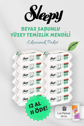 Sleepy 50' li Beyaz Sabunlu Yüzey Havlusu 12 AL 11 Öde Hediyeli