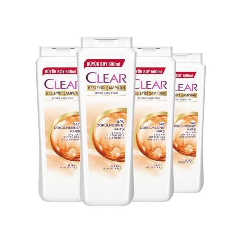 Clear Besleyici Şampuan Kepeğe Karşı Etkili Saç Dökülmesine Karşı 600 ml x 4