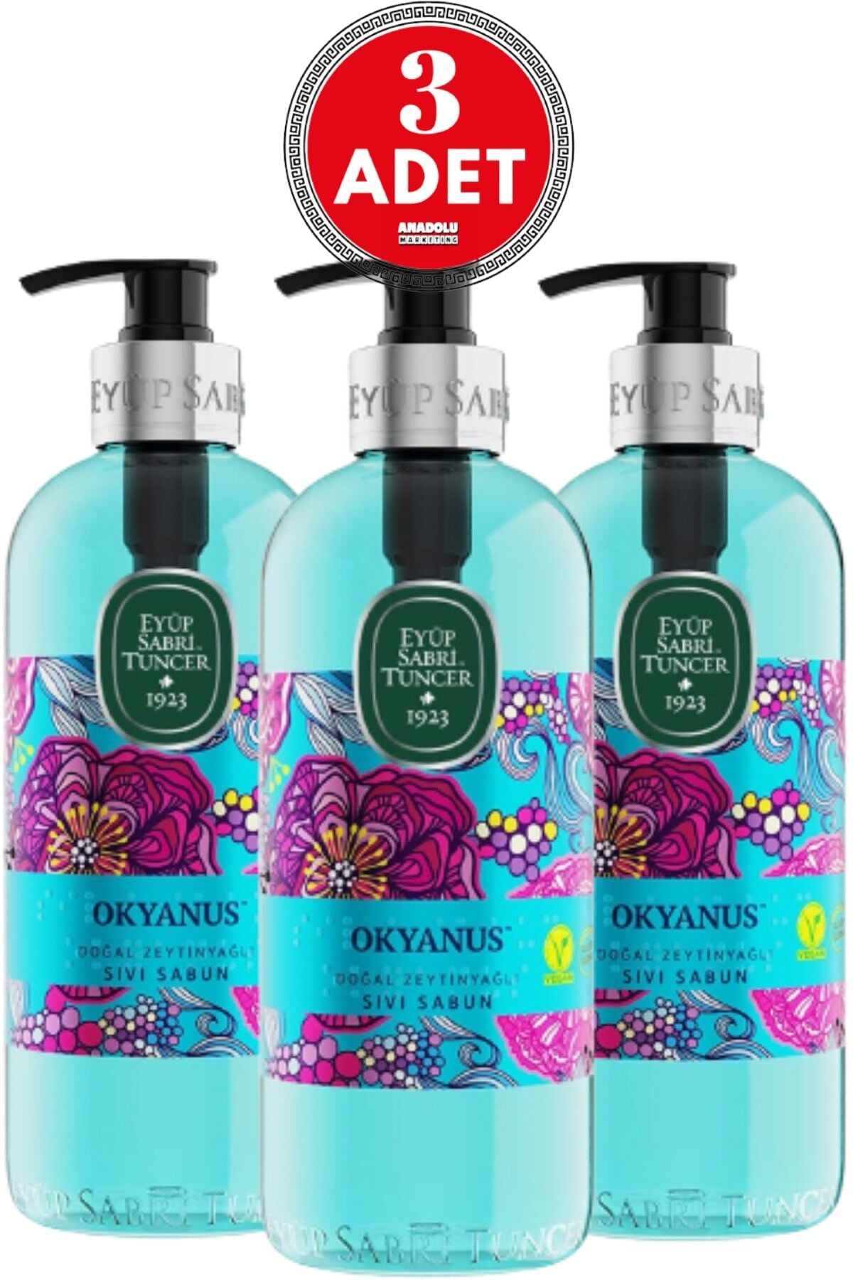 Eyüp Sabri Tuncer Doğal Zeytinyağlı Sıvı Sabun Okyanus 500 ml x 3 Adet