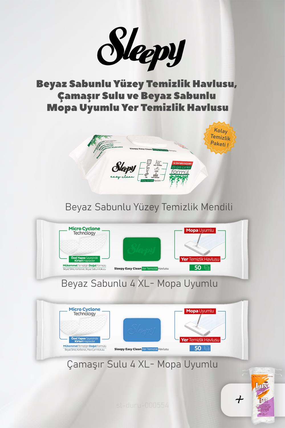 Sleepy Easy Clean Yüzey Temizlik Havlusu Paketi ve 50 Gr Pamuk Hediye
