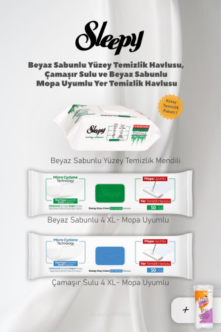 Sleepy Easy Clean Yüzey Temizlik Havlusu Paketi ve 50 Gr Pamuk Hediye