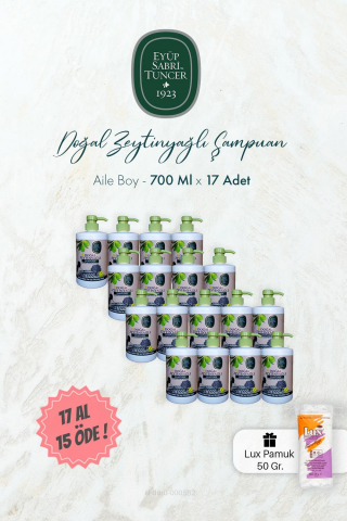 Eyüp Sabri Tuncer Doğal Zeytinyağlı Şampuan 17 AL 15 ÖDE 700 ml ve Pamuk