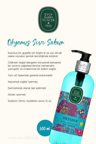Eyüp Sabri Tuncer Zeytinyağlı Sıvı Sabun Okyanus 500 ml ve ROSIE Doğal Pamuk