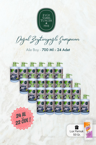Eyüp Sabri Tuncer Doğal Zeytinyağlı Şampuan 24 AL 22 ÖDE 700 ml ve Pamuk