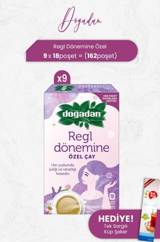 Doğadan Regl Dönemine Özel Bitki Çayı x 9 Adet ve Tek Sargılı Küp Şeker