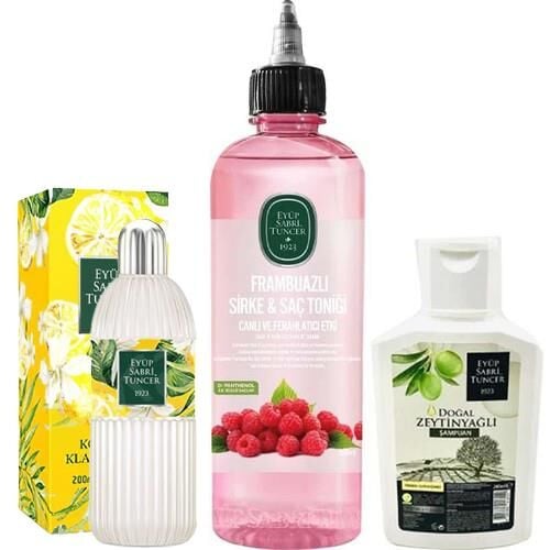 Frambuazlı Sirke & Saç Toniği 500 ml x zeytinyağlı şampuan 200 ml x limon kolonyası 200 ml