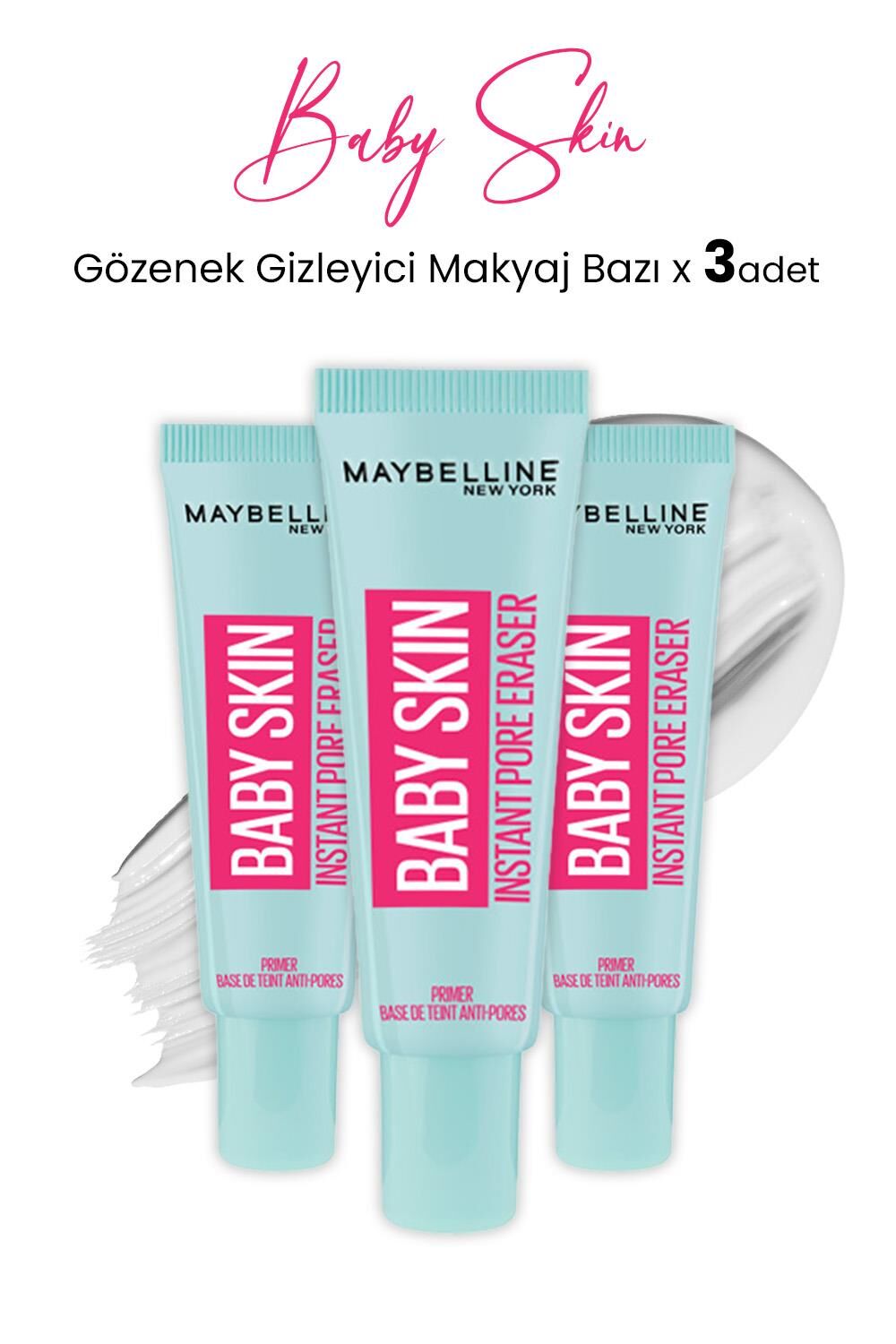 Maybelline New York Baby Skin Gözenek Gizleyici Makyaj Bazı x 3 adet