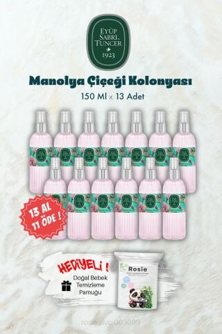 150 ML 13 AL 11 ÖDE Manolya Çiçeği Kolonyası ve ROSIE Hediye